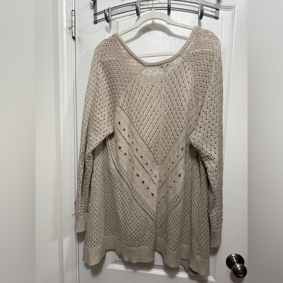 Torrid Sweater Women’s Plus Size 3X Oatmeal Open Knit Pullover Cottagecore NWT - Picture 2 of 16